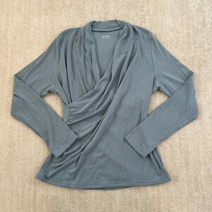 OGL Faux Wrap Long Sleeve Knit Blouse Top XL